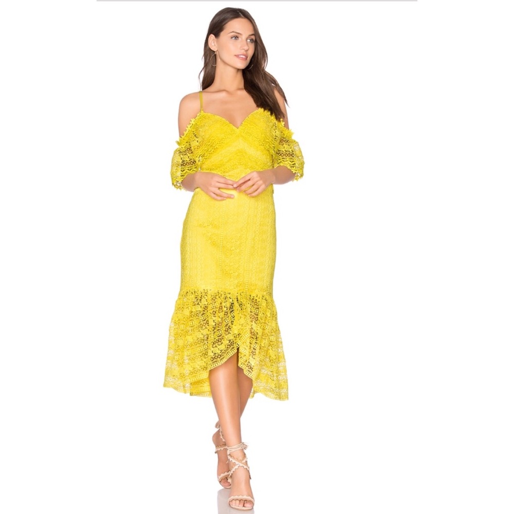 NWOT Three Floor Yellow Eyelet Mermaid Dress